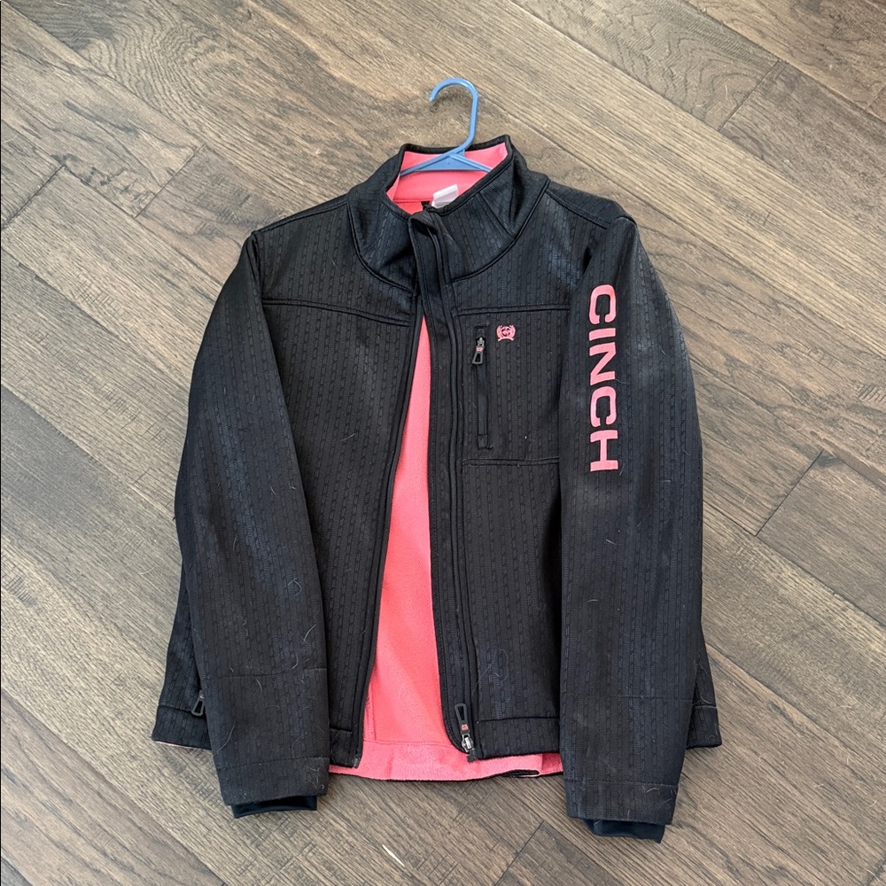 Cinch Black Jacket with Pink Interior and Logo